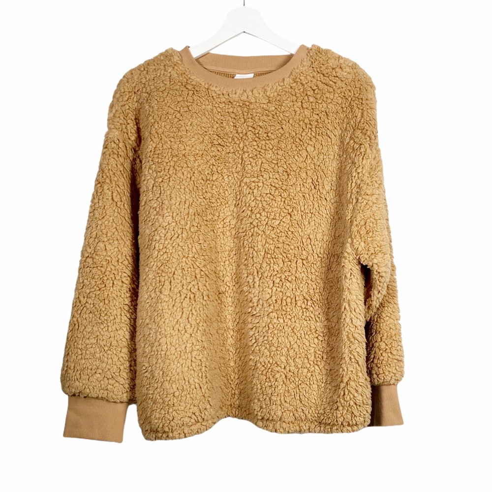 H&M | Faux Sherpa Sweater | Tan | Size Large